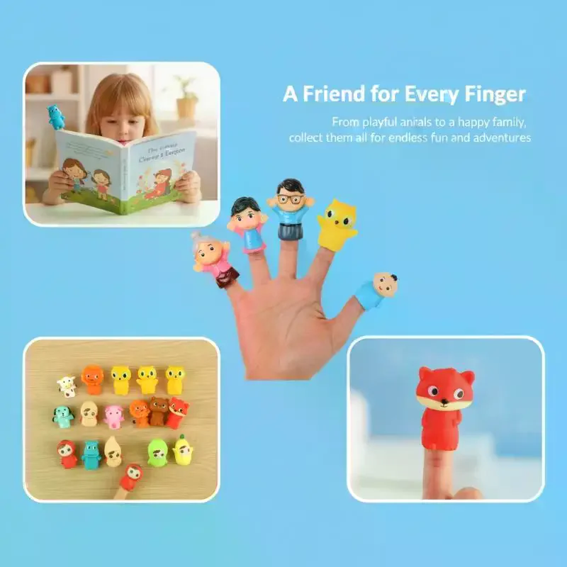 귀여운 동물 손가락 인형 세트(5개) - 어린이 생일 파티 선물, 스토리 타임 및 교실 놀이용 부드러운 손인형