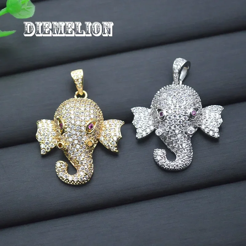 

29*30mm Micro Inlaid Cubic Zirconia Elephant Charms Pendants Gold/silver Plating DIY Jewelry Making Animal Charm Accessories