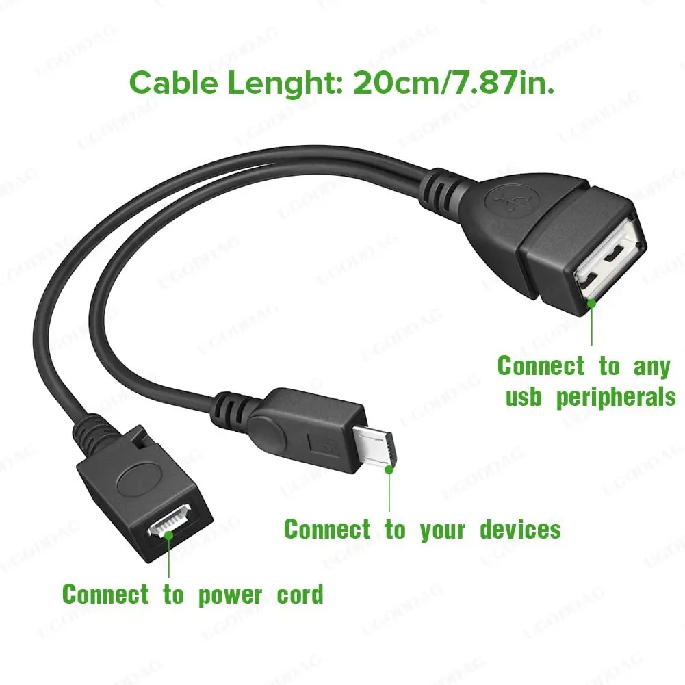 Mini Usb Micro Usb Otg Adaptador Host Power y Divisor Usb para Micro Pinos Macho Fêmea Cabo para Vara de Fogo Acessórios do Telefone Android - Imagem 2
