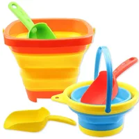 Beach Toys Kids Foldable Bucket Widely Use for Car Garden with Collapsible Shovel Rake Set Sand Molds Summer Outdoor for Kids 2