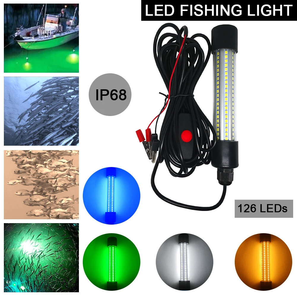 Led Submersible Fishing Lamp Outdoor Underwater AC/DC 12-24V 13w