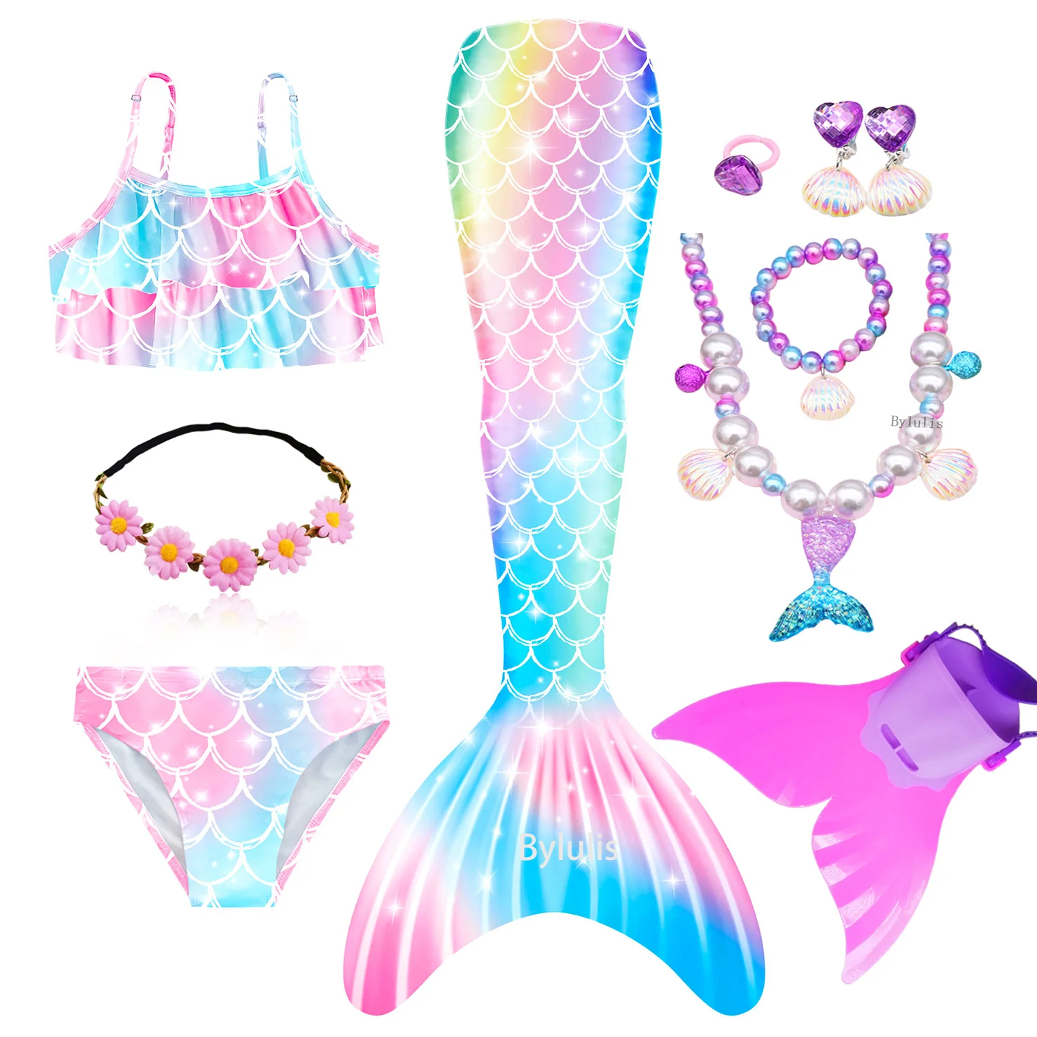 Children Mermaid Tails cosplay costume mermaid costume halloween dress outfit For Swimming For Girls Halloween Cosplay Costumes The Little Mermaid Swimsuit Bathing Suit Pool