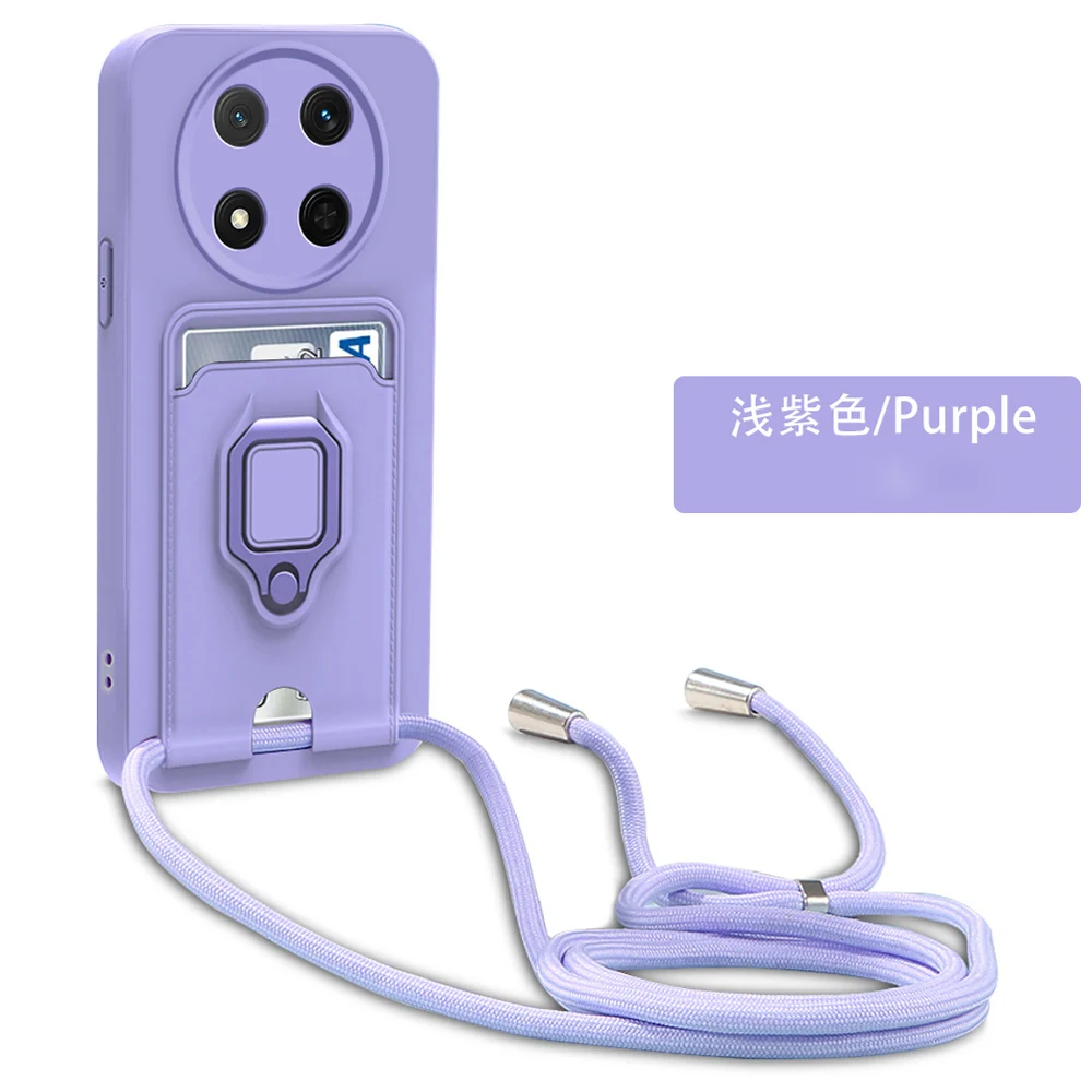 Crossbody Lanyard Phone Case with Card Slots and Chain Necklace - Soft Cover
