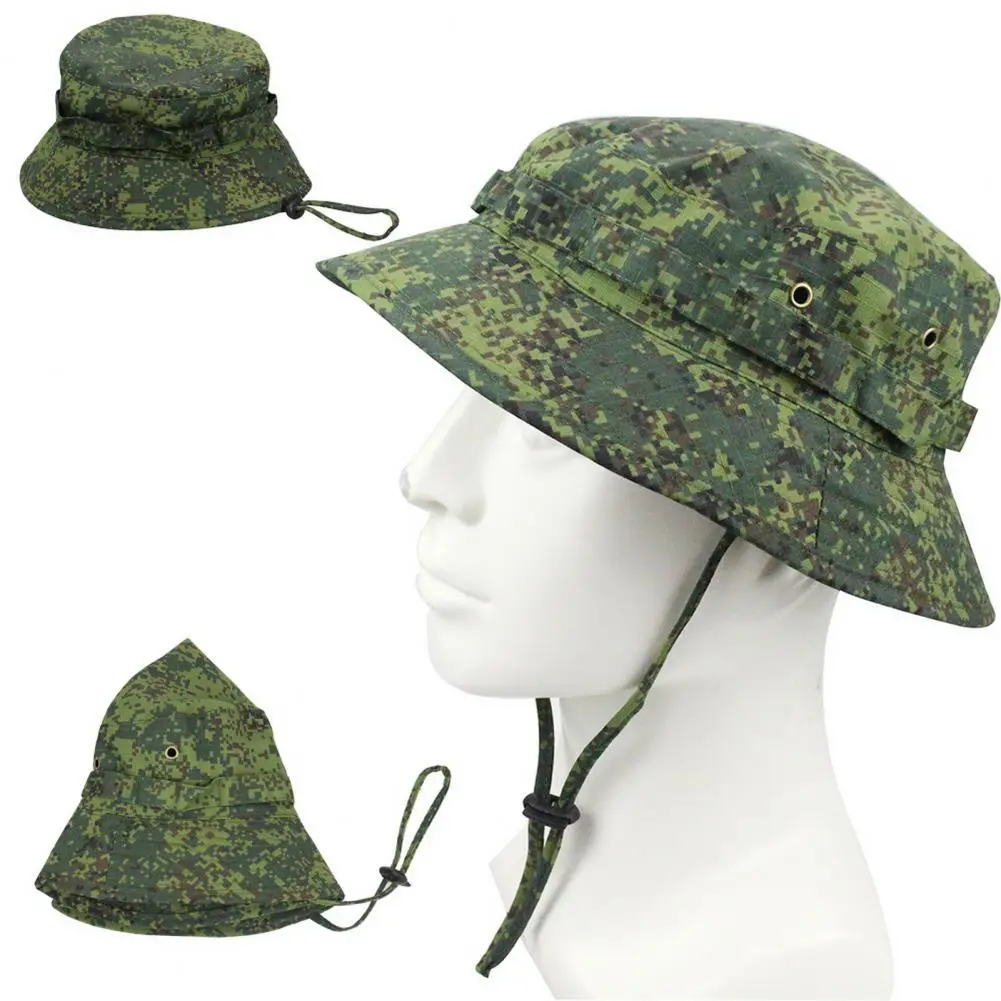 Men's Camouflage Boonie Hats 3D Leaves Camo Tactical Cap Ghillie Caps Hunter Sniper Hats Fishing Sunshade Hunting Accessories