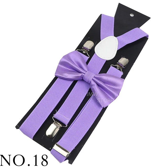 Adjustable Elastic Leather Suspenders Bowtie Set Men Women Baby Blue Braces Straps For Wedding Y-Back Shirt Accessories Gift