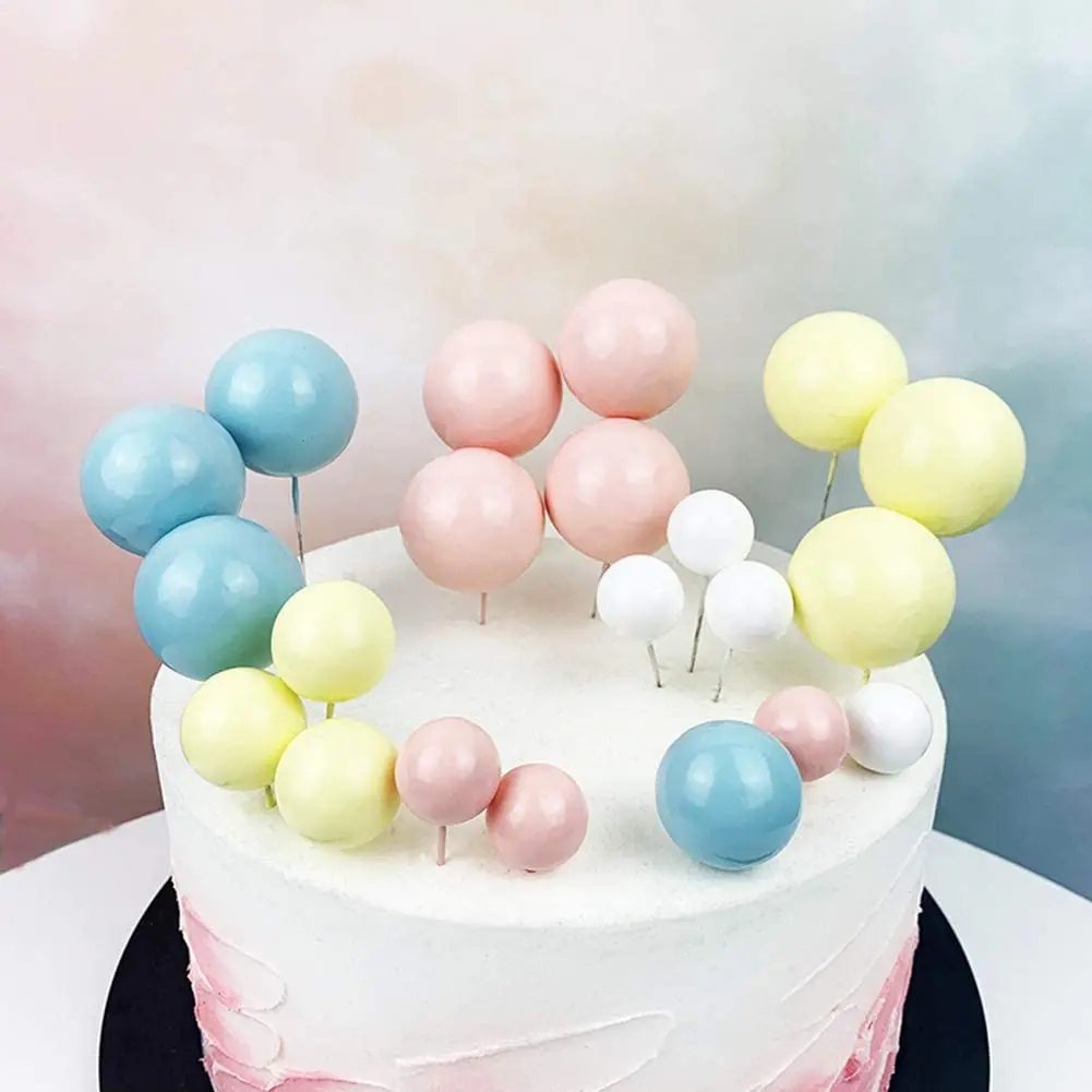 10pcs Colorful Ball Shaped Cake Topper Pearl Ball Cake Cupcake Toppers Ball Cake Picks Colorful Cake Decoration Party Supplies