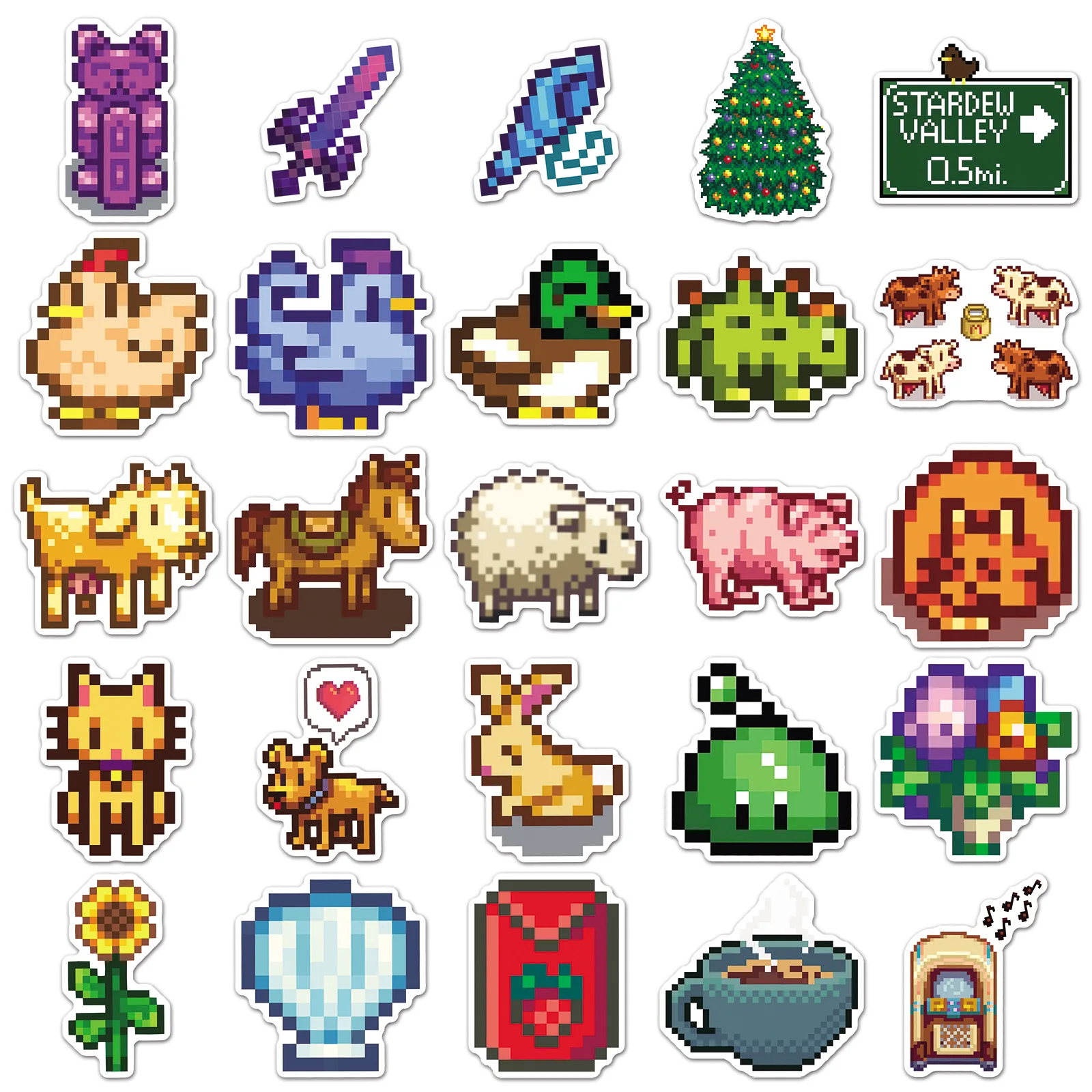 Stardew Valley Cartoon Cute Graffiti Stickers - Waterproof Decorative Set for Notebooks and Stationery