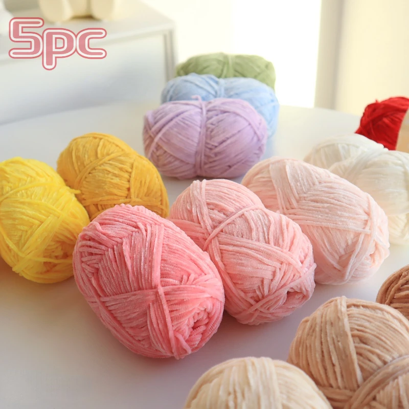 

5pc # 2 Pile Yarn Chenille Yarn for Knitting Velvet Texturized Knitted Crochet Yarn Soft Warm Line Threads To Knit Needlework
