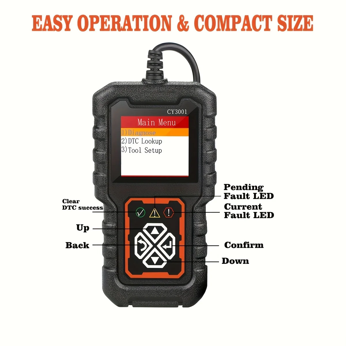 Creader 3001 OBD2 Scanner, Engine Fault Code Reader Mode 6 CAN Diagnostic Scan Tool for All OBDII Protocol Cars Since 1996 4