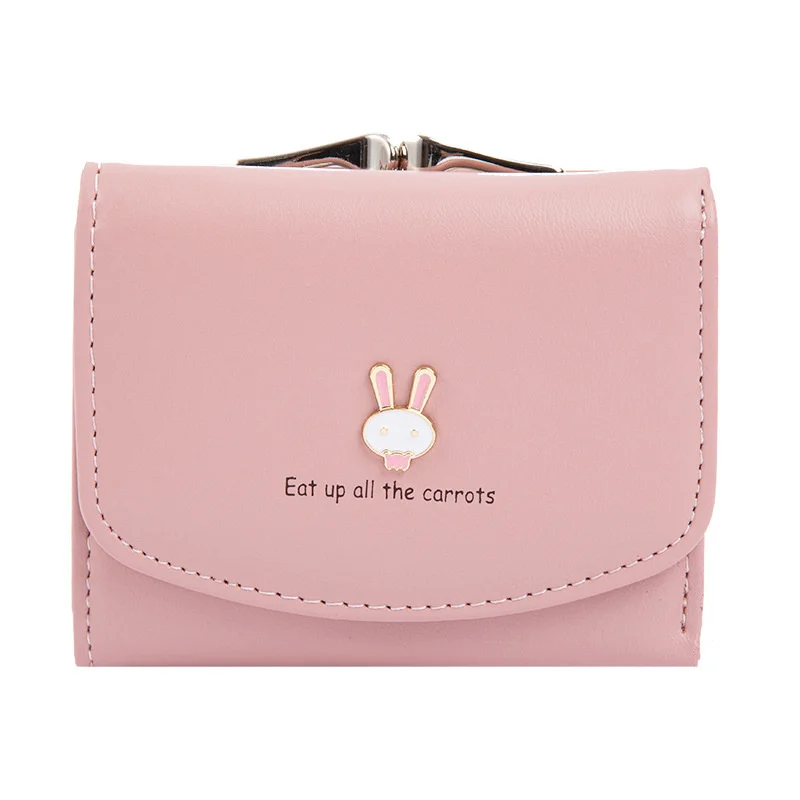 Wallet women's short 2021 new cute rabbit lock zero wallet PU leather 30% coin bag Student Wallet