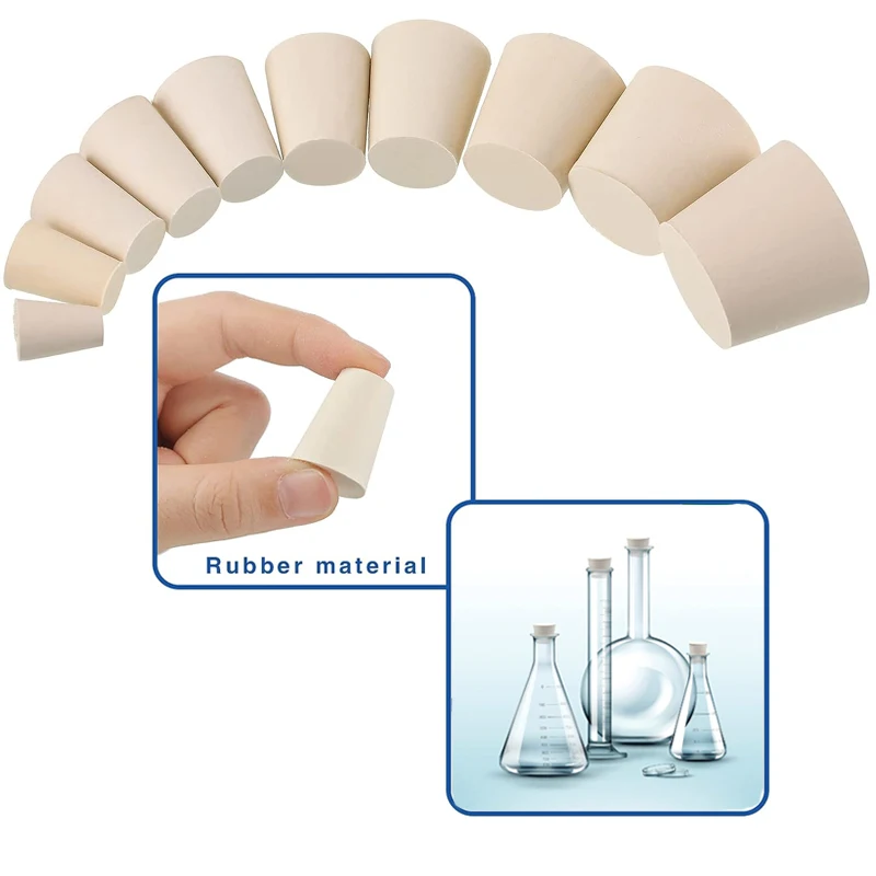 1-26pcs 23sizes White Solids Rubber Stopper Push-In Sealing Plug Laboratory Rubber Plug Pipe Tank wine bottle Tapered Hole Bung rubber stopper