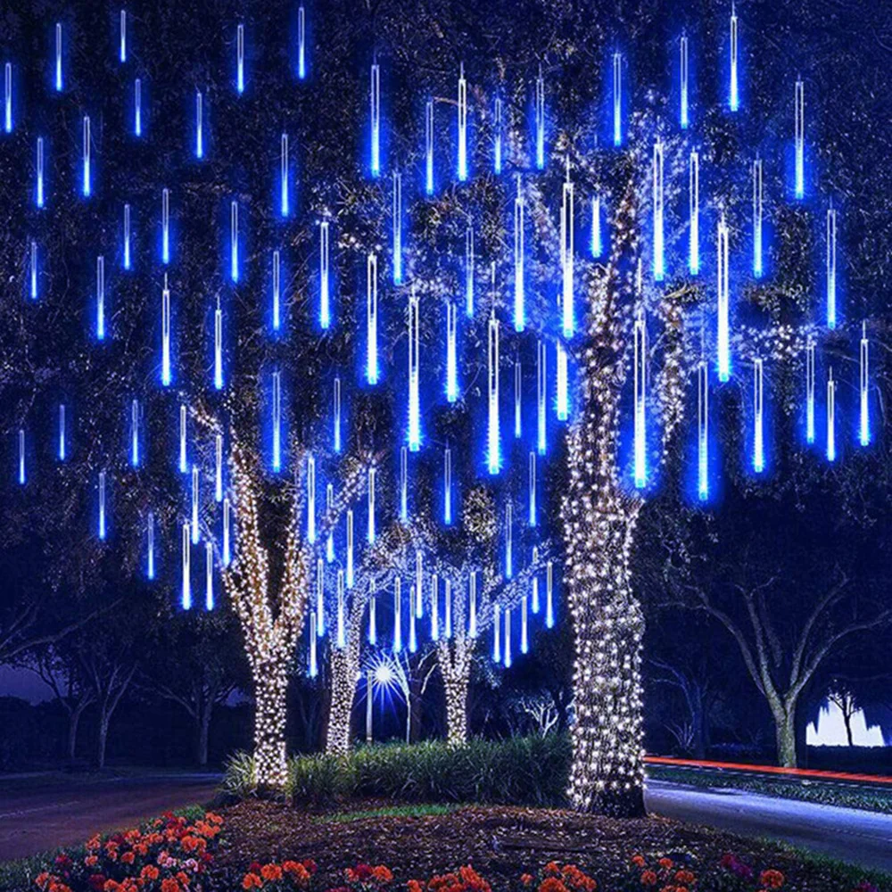 

LED Meteor Shower Rain Lights 30/50cm 8 Tubes Holiday String Light Outdoor Waterproof Fairy for Christmas Holiday Party Decor
