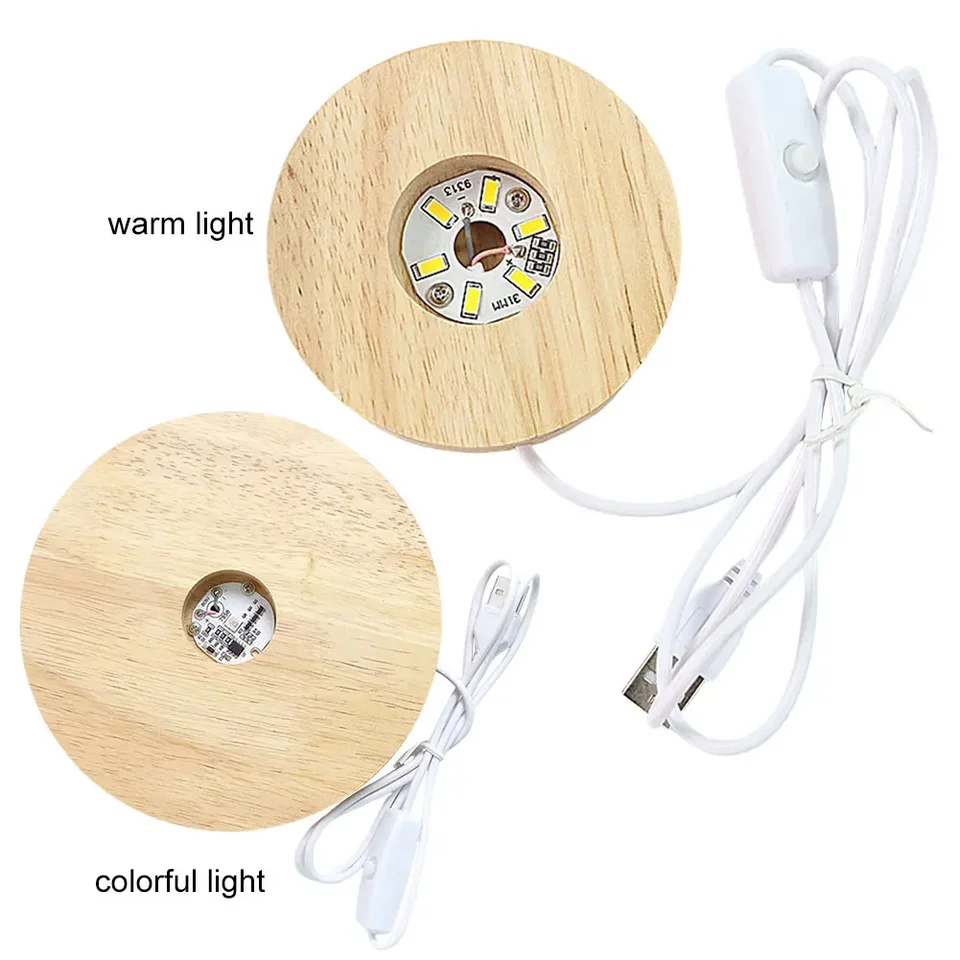 Set Da 4 Basi LED In Legno Con Pannello Luminoso E Interruttore USB – Luce Calda, 150x45x30 Mm, Perfette Per Cristalli, Acrilico E Oggetti Decorativi