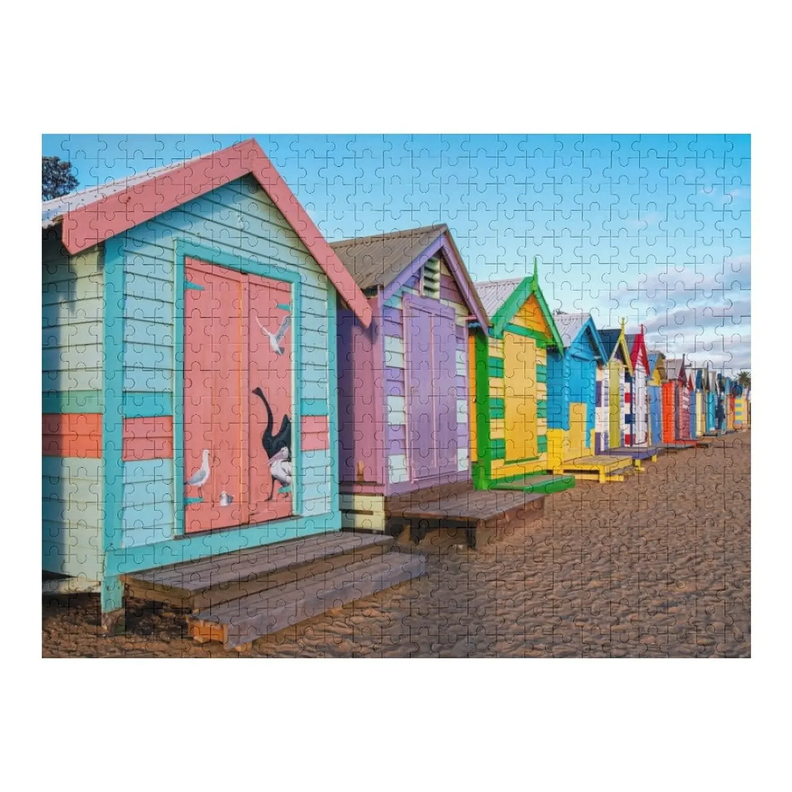Colourful Brighton Beach Huts Jigsaw Puzzle Custom Jigsaw Wooden Name Anime Diorama Accessories Puzzle