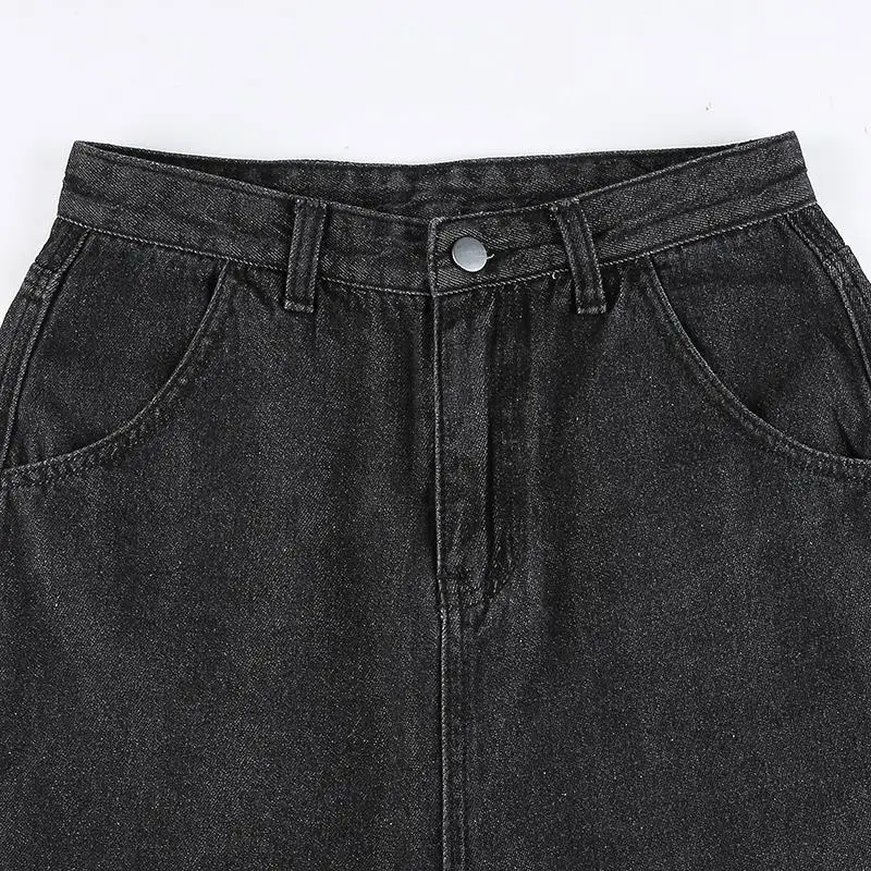 Streetwear Y2K Vintage Black Jeans Women New Wide Leg Butterfly Print Pants Hiphop Oversize Loose Straight Casual Trousers 5XL