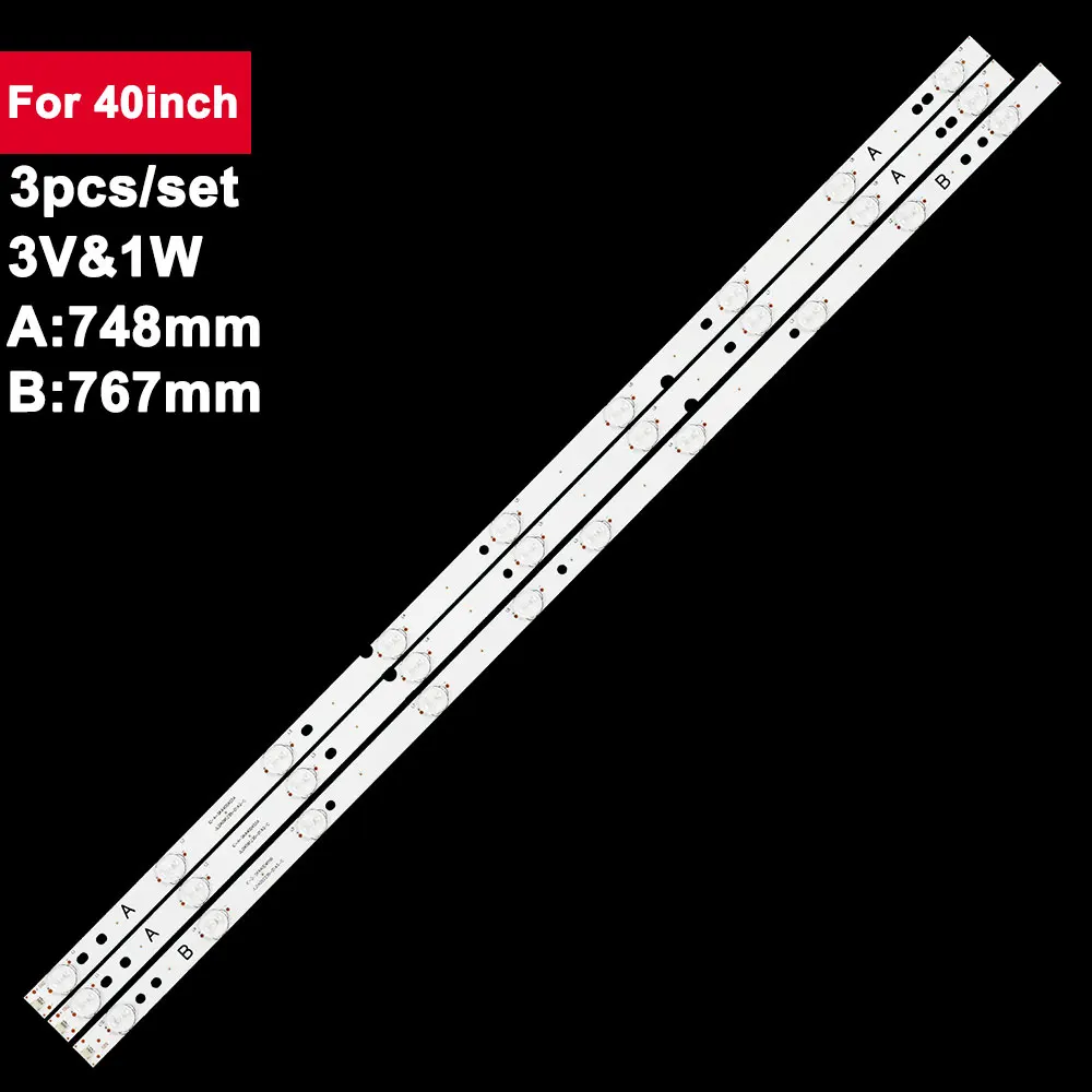 

3 pcs/set A:748mm* B:767mm 100% new led backlight strip for 40inch TV repair JL.D4091235-01AS-C 40LES73 40LES69