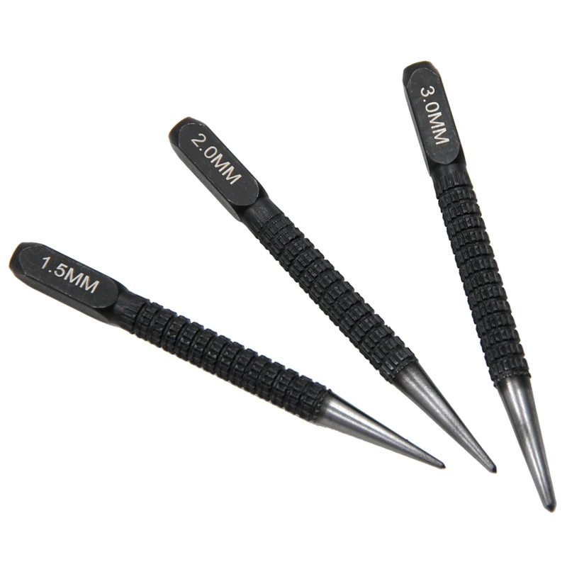 

Upgraded Non-Slip Center Pin Punch 1.5 2 3mm Bearing Steel Centre Punch Set