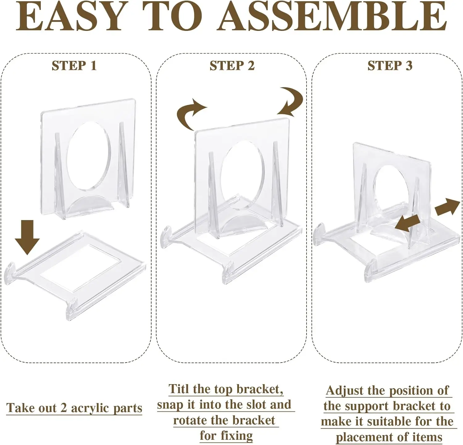 1/6pcs Mini Adjustable Acrylic Plate Stand Display Holder Plastic Clear Easels Desktop Picture Photo Frames Card Rack Home Decor 6