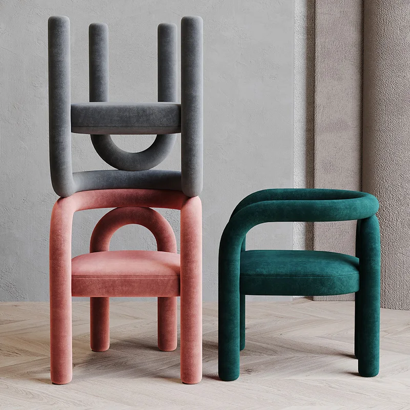 Chair Pink Sillas Dining Chair Backrest Cosmetic Nail Stool Leisure Bedroom and Household Nordic Designer Single