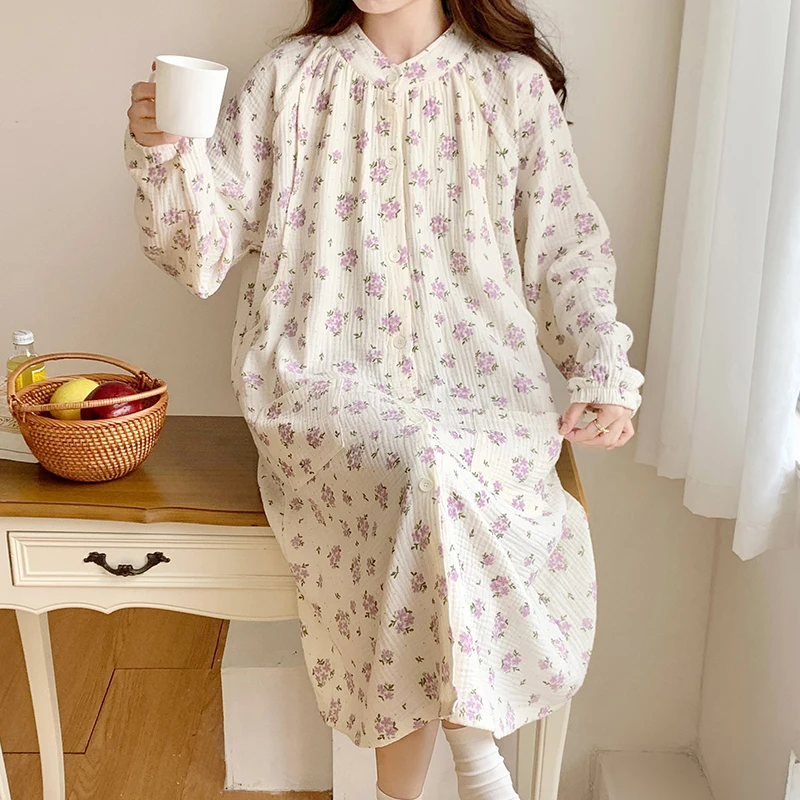 

100% Cotton Double Gauze Maternity Nursing Robes Breathable Breastfeeding Sleepwear for Pregnant Women Youth Pregnancy Hospital