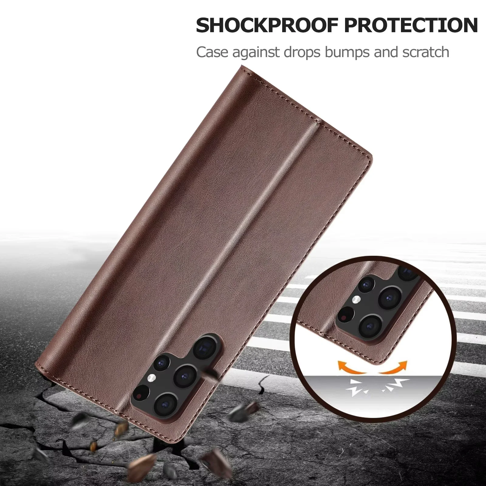 Premium Business Leather Flip Wallet & Card Holder Phone Case