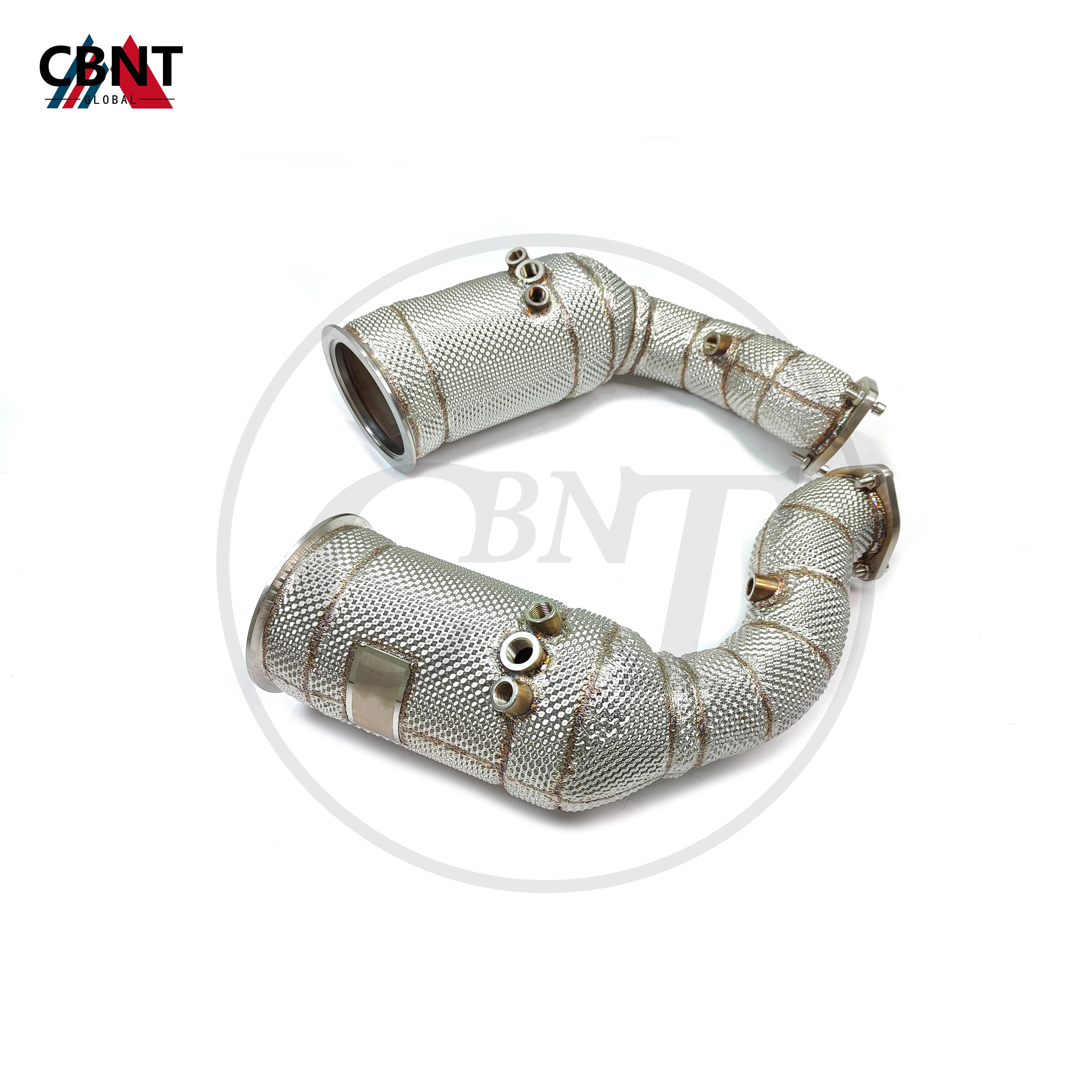 CBNT Exhaust Catted/Catless Downpipe For Audi SQ8 RSQ8 4.0T High Flow Performance Exhaust Header with Heat Shield Racing Pipe