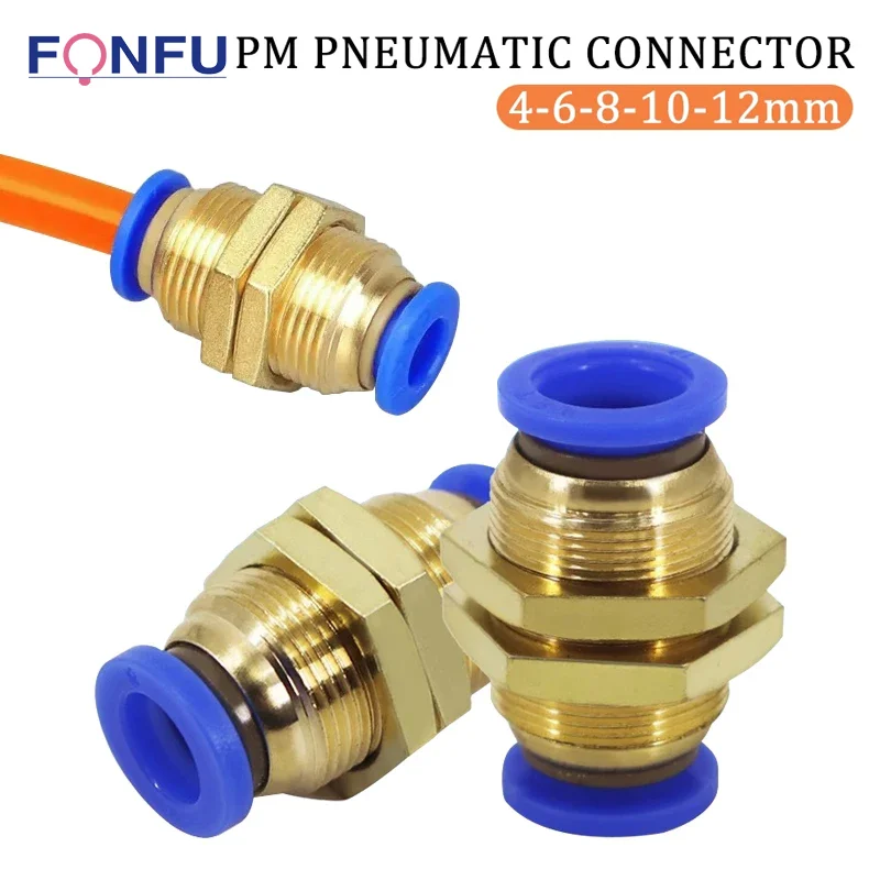 

20PCS Brass Quick Fitting PM Tube One Touch Push Into Gas Connector 4mm To 12mm OD Hose Air Pneumatic Straight Bulkhead Union