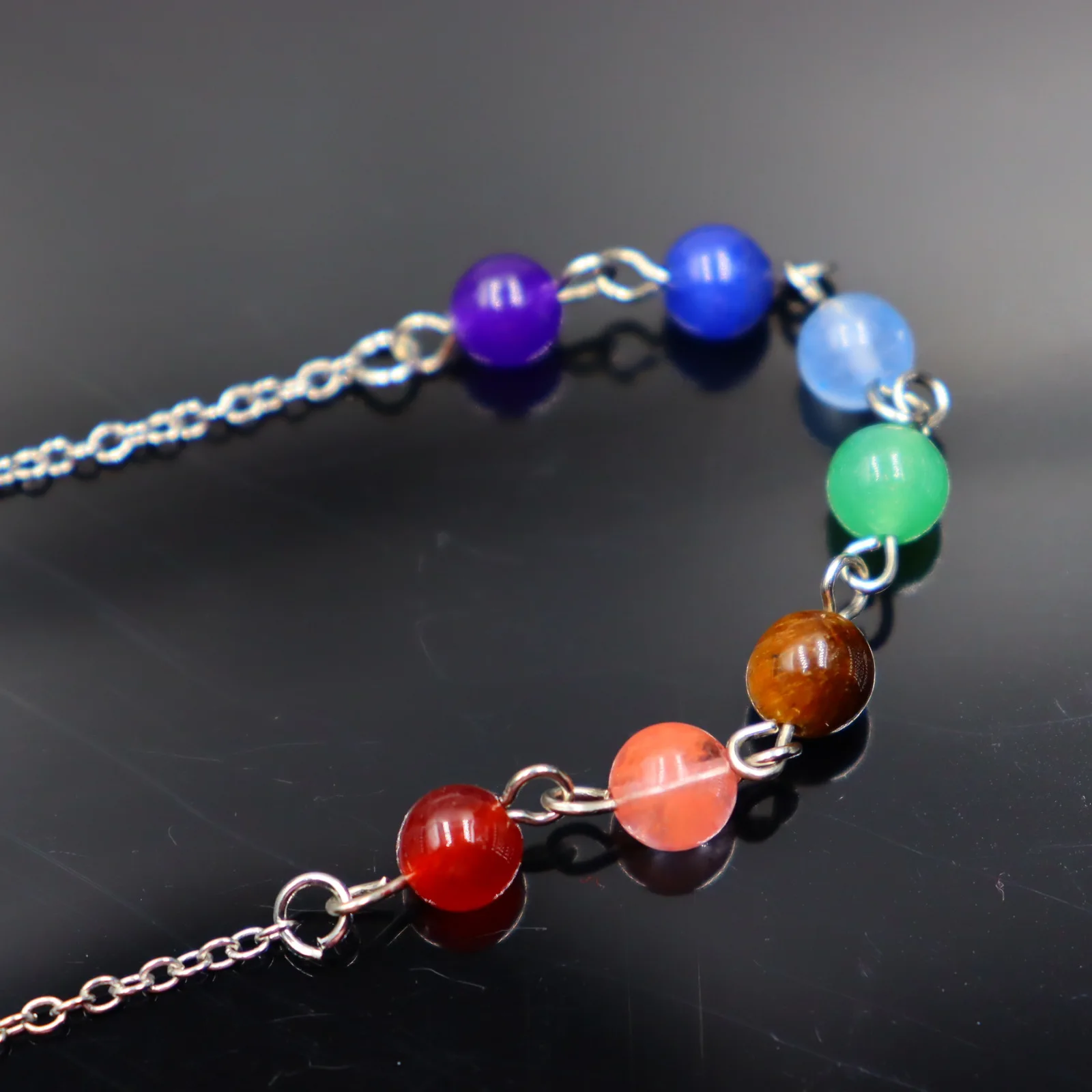 7 Color Beads Chakra Chain Hollow Bead Pendulum Chain Power Stone Pendulum Pendant Accessories Chain 2