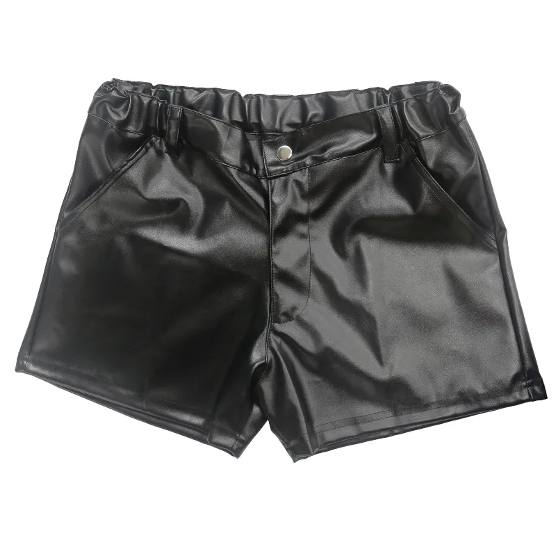 Mens Casual PU Leather Shorts Elastic Waist Skinny Short Pants with Pockets Nightclub Dance Sexy Tight Shorts For Men Clubwear 6