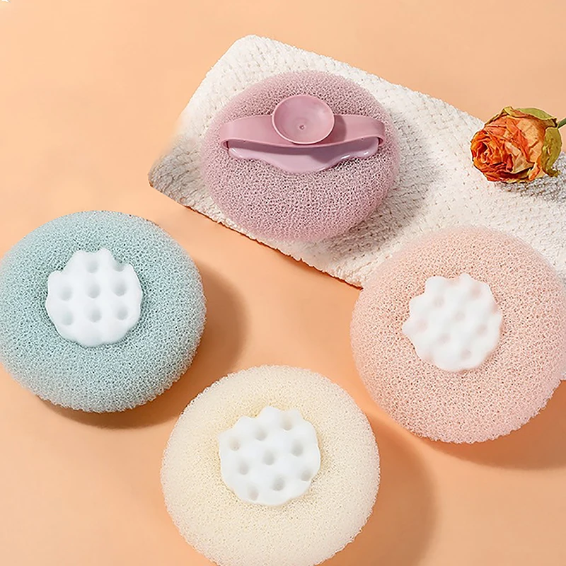 1pc Round Sunflower Shower Ball Super Soft Massage Bath Ball With Suction Cup Brush Bath Towel Mud Sponge Bathroom Accessories