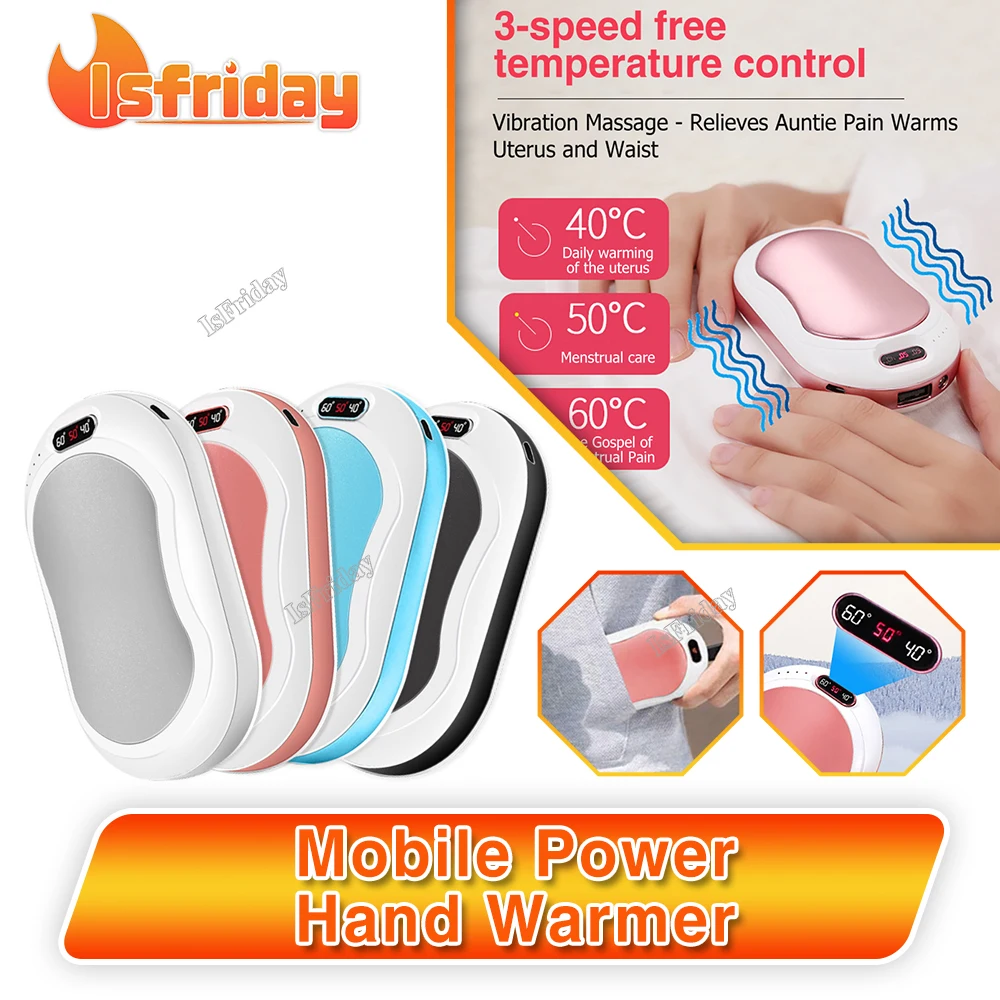 

Hand Warmer Sleeves Stove Warmers Rechargeable 6000mah Portable Battery Double Side Heating Temperature Display Handy Warming