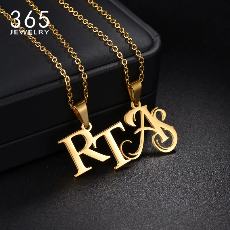 

365 ожерелья с персонализированными инициальными буквами ожерелье из нержавеющей стали с именем на заказ Очаровательная Подвеска для женщин ювелирные изделия на день рождения подарки