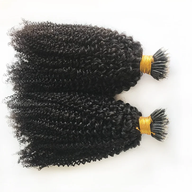 Curly Nano Ring Hair Extension Deep Curly Micro Link Pre Bonded Nano Tip Ring Hair 100strands Malaysian Remy Human