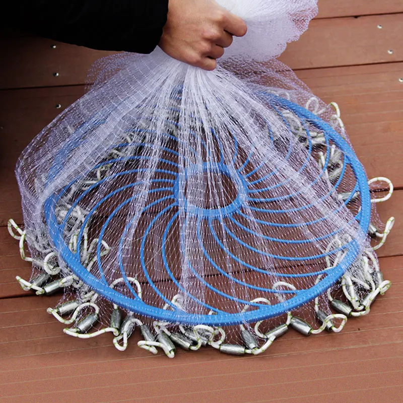 Fishing Casting Net 240/300/360/420cm American Cast With Sinker Small Mesh  Trap For Fish Network Goods Fishing Tools