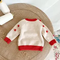 2024 Ins Korean Autumn Kids Baby Girls Sweater Cotton Knitted Long Sleeve Infant Girls Pullovers Handmade Ball Toddler Girls Top 3