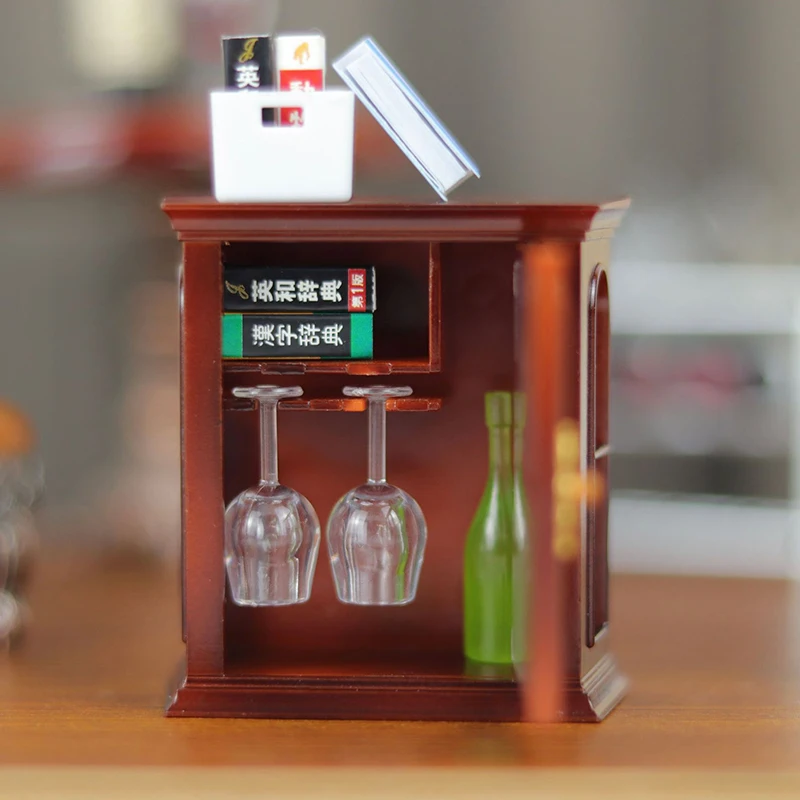 

1Pc Dollhouse Mini Plastic Cabinet Handcrafted Wall Cabinet Wine Cabinet Model For Doll House Decor Kids Pretend Play Toys