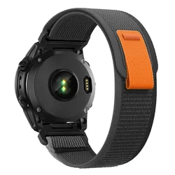 Braided Nylon Loop Watchband Strap, 22 - 26mm Adjustable, Breathable and Durable - QuickFit 22mm (Black Grey)