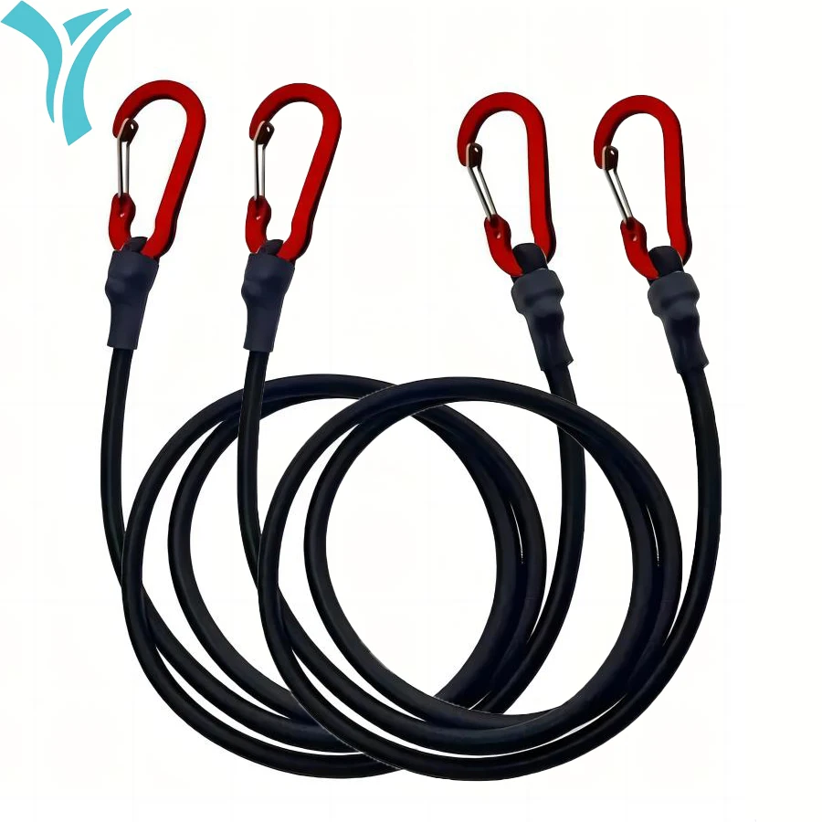 Binding strap Cords 2 Pcs Carabiner Hooks Rubber Heavy Duty Straps Strong For Camping Cargo Bike Outdoor Tent Luggage Rack Bungee Cords Rope Tie Down Ratchet