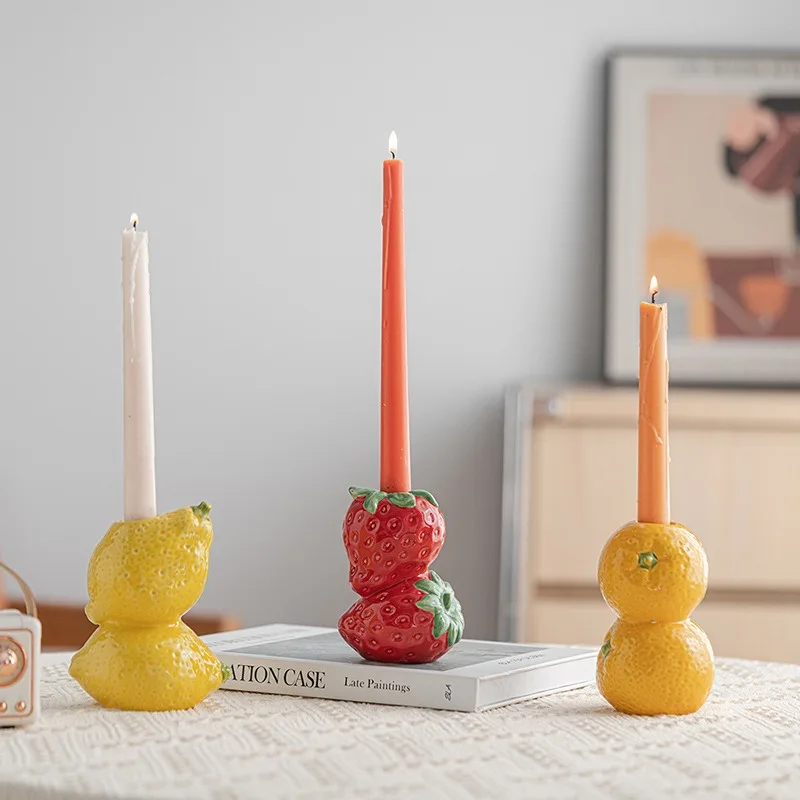Furit Shape Ceramic Candlesticks - Minimalist Taper Candle Holder Set S3c5d7355750348fbb2bf6bcc7f71dbedt