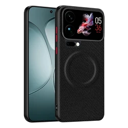 Luxury PU Leather Skin - Friendly Magnetic Back Cover for Xiaomi 17 pro (Black)