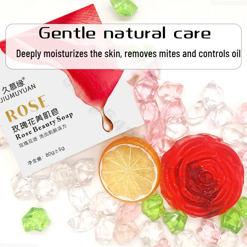 Effectively Remove Mites Cleanse Control Oil Clean Skin Remove Blackheads and Use Rose Essential Oil Soap All Over Your Body 80g