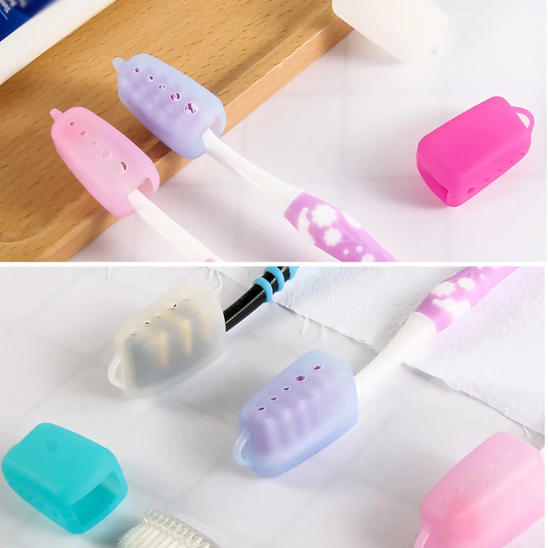 5PCS Silicone Portable Toothbrush Head Covers For Travel Hiking Camping Toothbrush Box Brush Cap Case Support Bathroom Accessory toothbrush covers,toothbrush case,toothbrush storage box