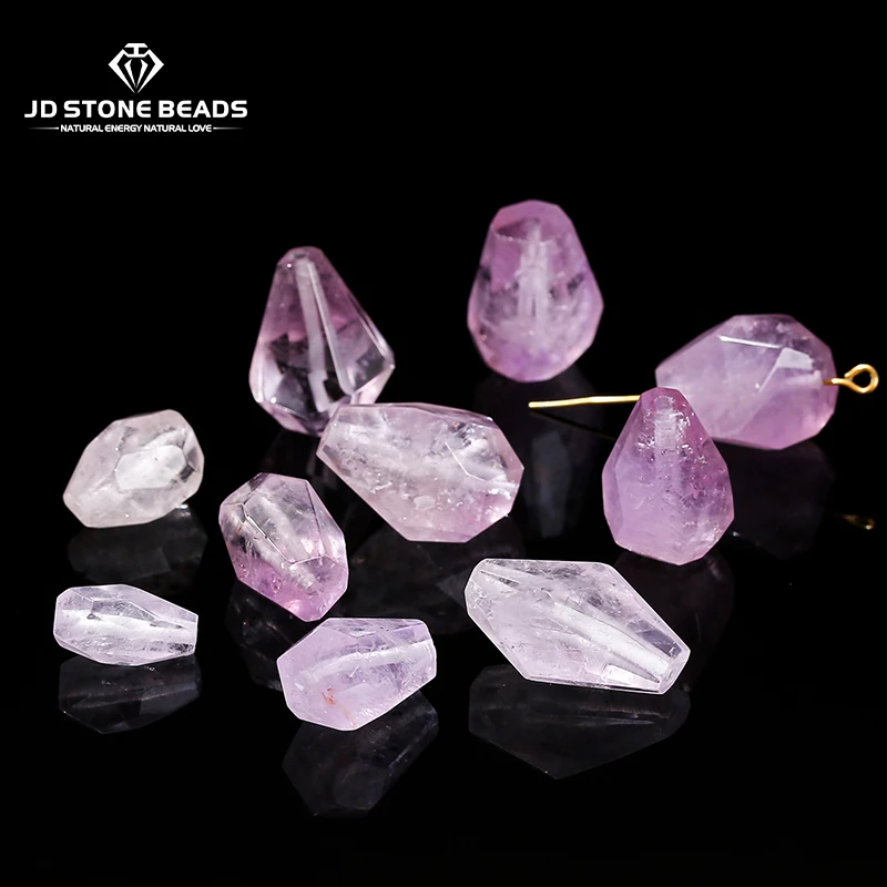 

1 Pc Natural Amethyst Faceted Irregular Shape Beads With Hole Random Size For Jewelry Making Diy Necklace Bracelet Accessory