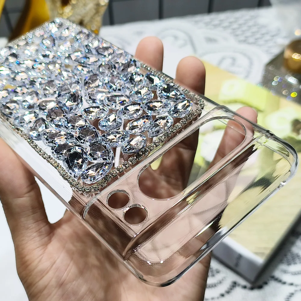 Glitter Diamond-encrusted Mobile Phone Case for Google Pixel 9 Pro XL 8 Pro 7 6 8A 7A 6A Bling Rhinestone Transparent Hard Cover