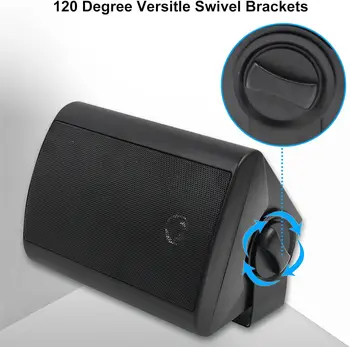 Herdio Passive Outdoor Speakers Wired Waterproof All-Weather Durability 400W Mounted with Tweeter for Patio Backyard (2 Pairs) 5
