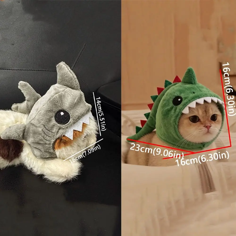 Puppy Dress Up Adjustable Cat Shark Headdress Warm Cartoon Pet Cosplay Headwear Cute Soft Cat Warm Hat Christmas