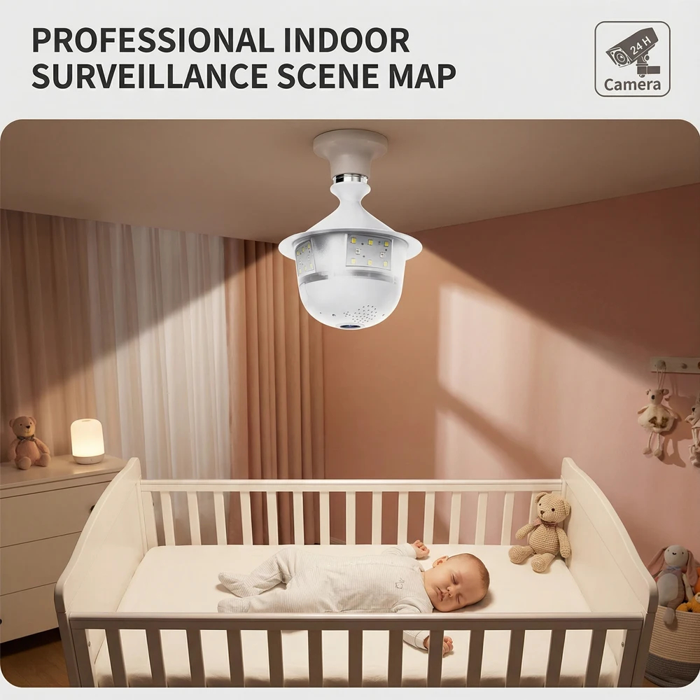5MP HD Wifi Security Camera LED Light Night Vision Bulb CCTV Human Detection Security Home Surveillance Cameras 5