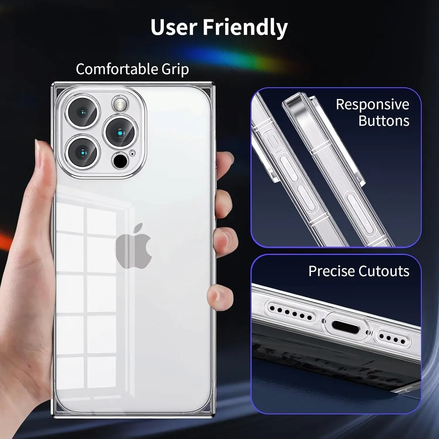 Square Transparent Phone Case - Sleek and Durable Protective Cover
