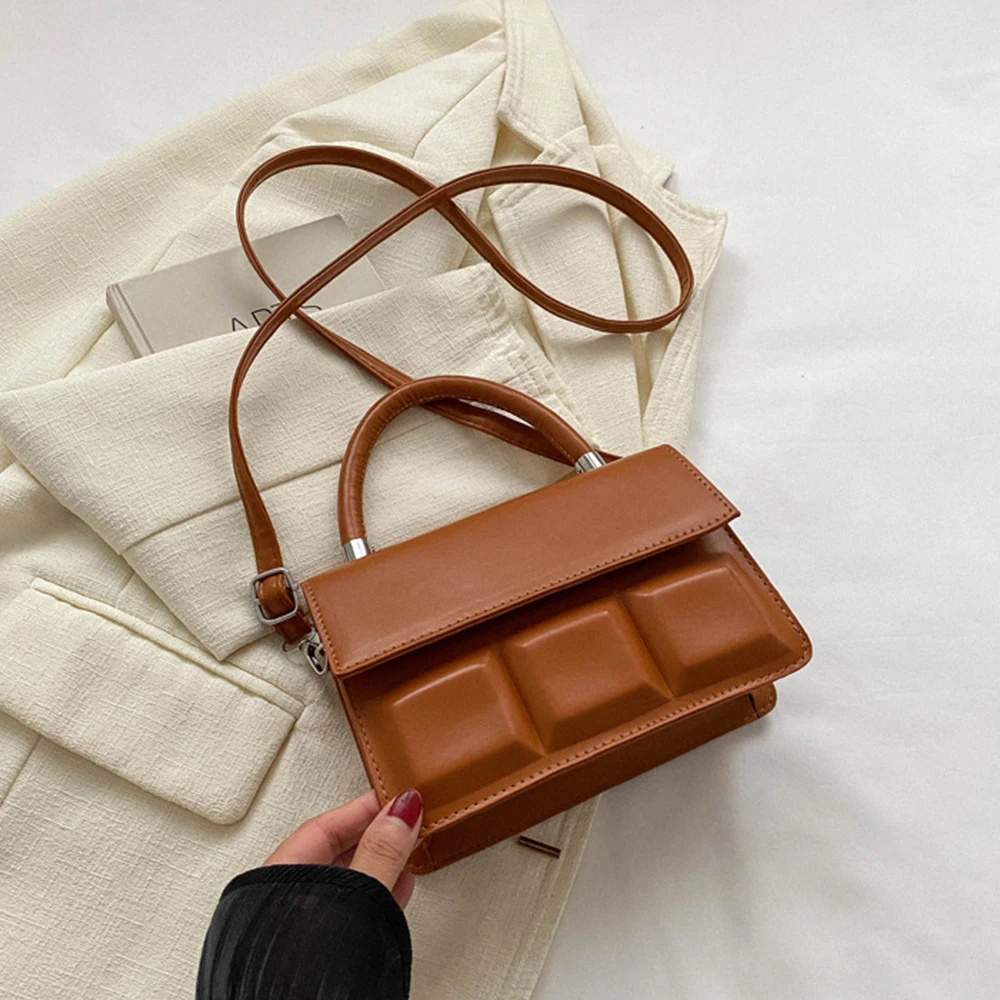 2023 Simple Small Square Bag of Women Fashion Shoulder Crossbody Bags PU leather Handbag Female Solid Color Mobile Phone Purses