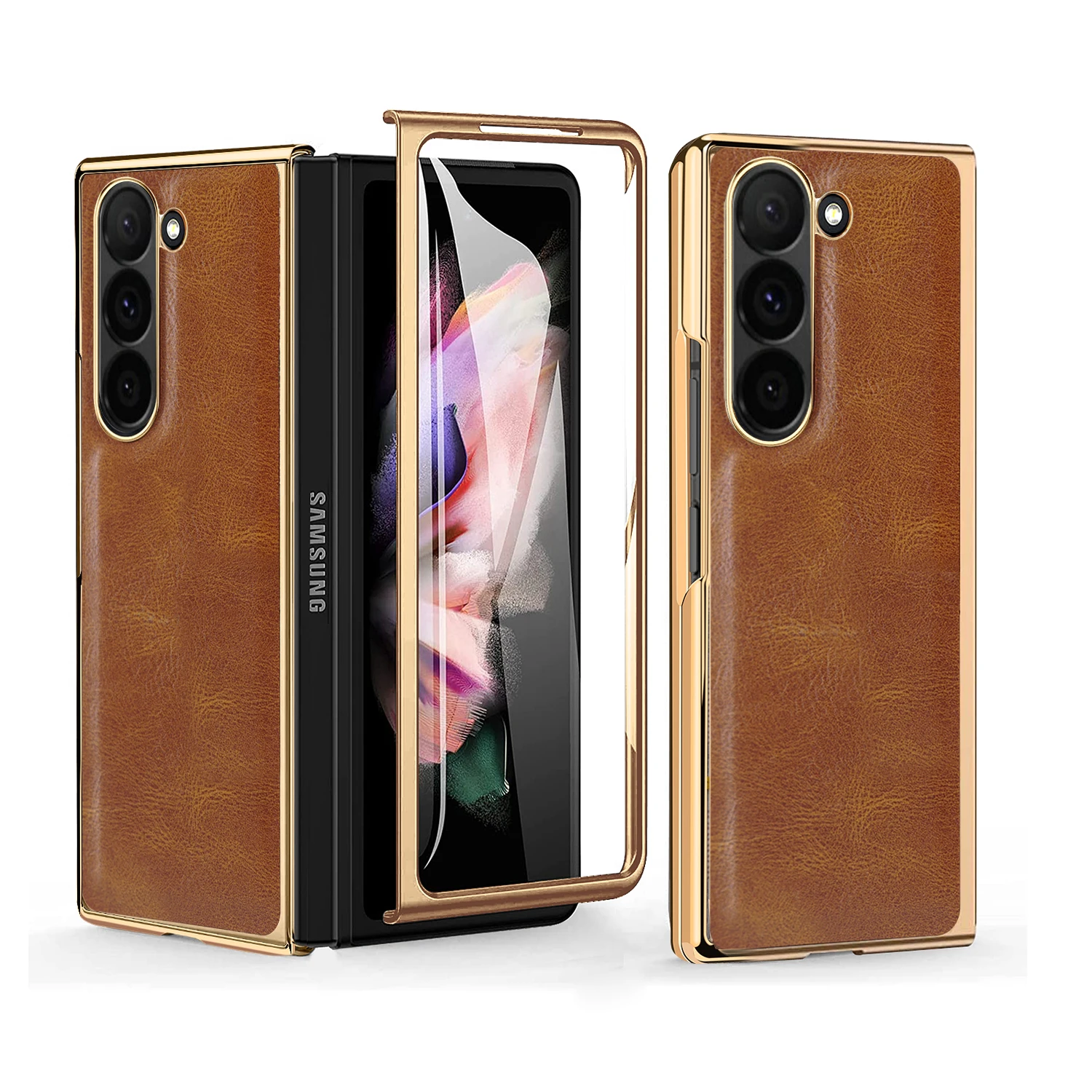 VIETAO Crazy Horse PU Leather Mobile Phone Case with Tempered Glass